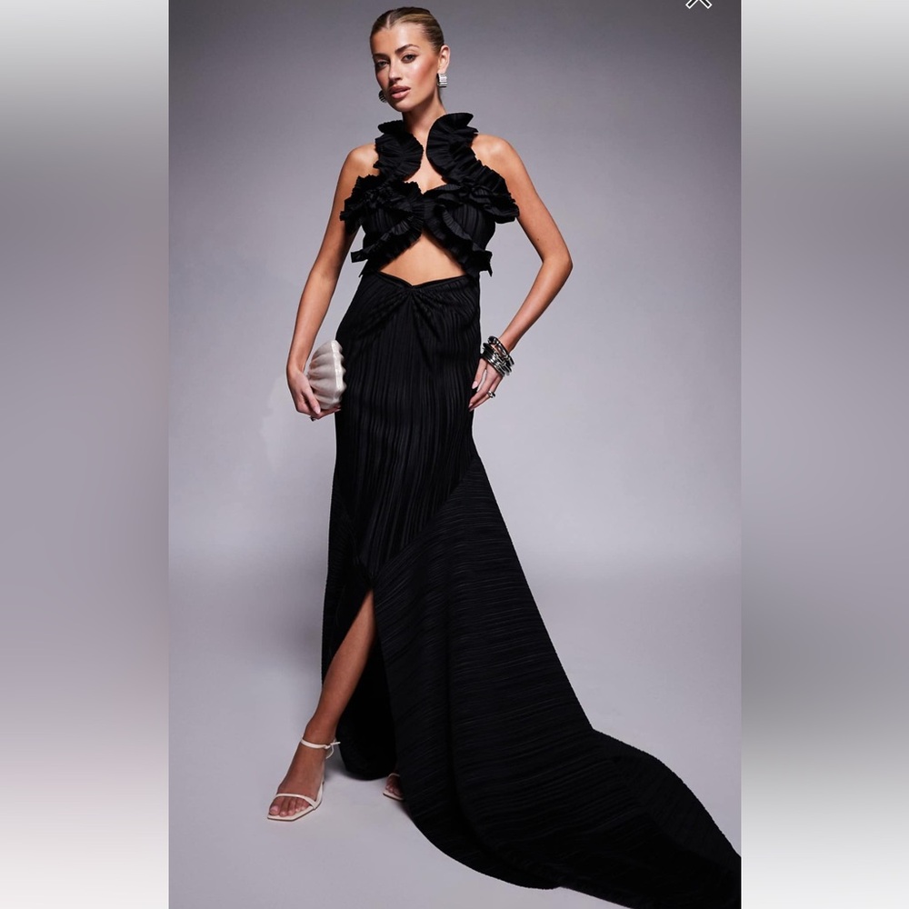 ASOS Black Ruffle Maxi Dress
